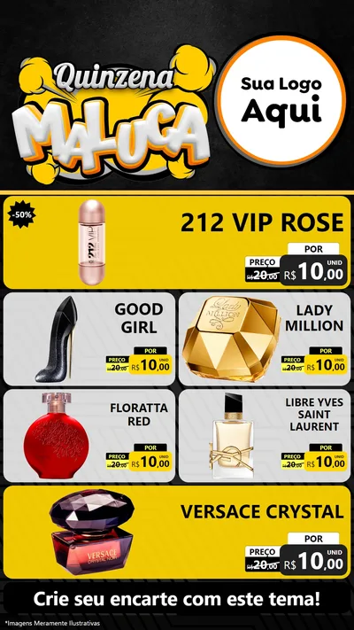 Modelo de TV para TV Vertical com o tema Quinzena Maluca para Perfumes