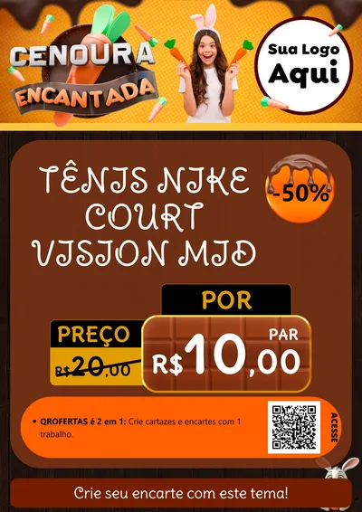 Modelo de Cartaz para Cartaz A4 Vertical com o tema Cenoura Encantada - Páscoa para Calçados