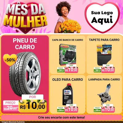 Modelo de Rede Social para Feed Facebook com o tema Mês da Mulher para Auto peças