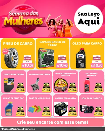 Modelo de Rede Social para Feed Instagram com o tema Semana das Mulheres para Auto peças
