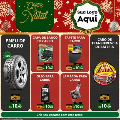 Modelo de Rede Social para Feed Facebook com o tema Natal de Ofertas para Auto peças