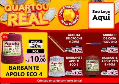 Modelo de Encarte para Encarte A4 Horizontal com o tema Quartou do Real para Armarinho e Aviamentos