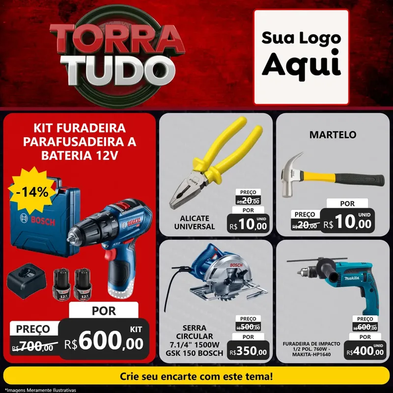 Modelo de Rede Social para Feed Facebook com o tema Torra Tudo para Maquinas e Ferramentas