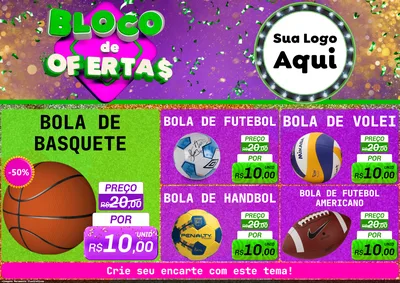 Modelo de Encarte para Encarte A4 Horizontal com o tema Bloco de Ofertas para Artigos Esportivos