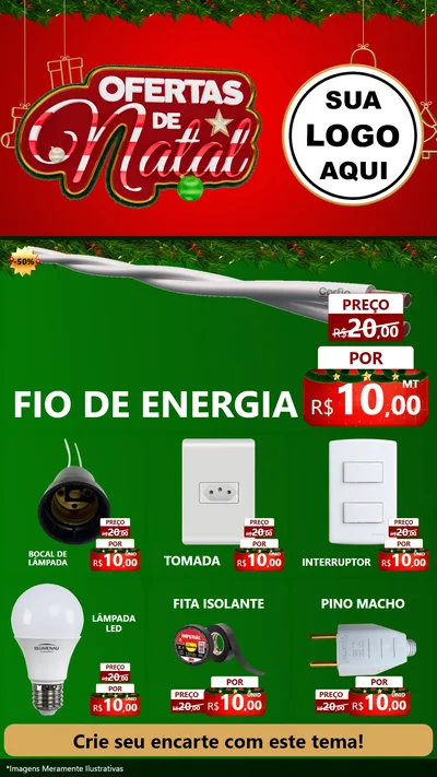Modelo de Rede Social para Stories com o tema Ofertas de Natal para Materiais Elétricos