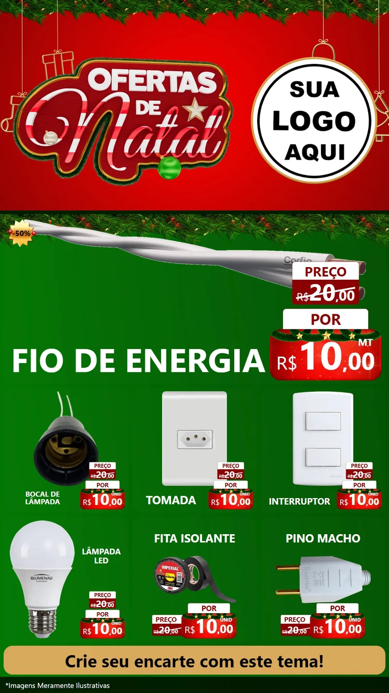 Modelo de Rede Social para Stories com o tema Ofertas de Natal para Materiais Elétricos