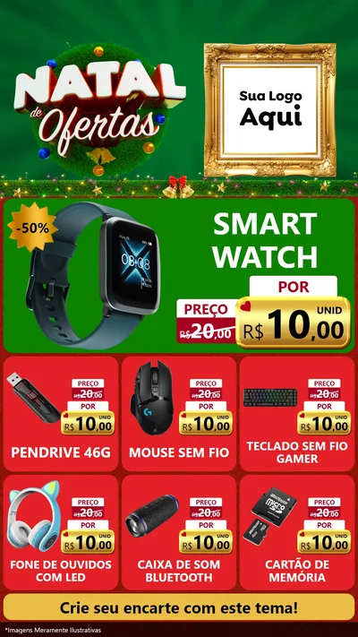 Modelo de Rede Social para Stories com o tema Natal de Ofertas para Informática