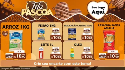 Modelo de TV para TV Horizontal com o tema Feliz Páscoa para Supermercado