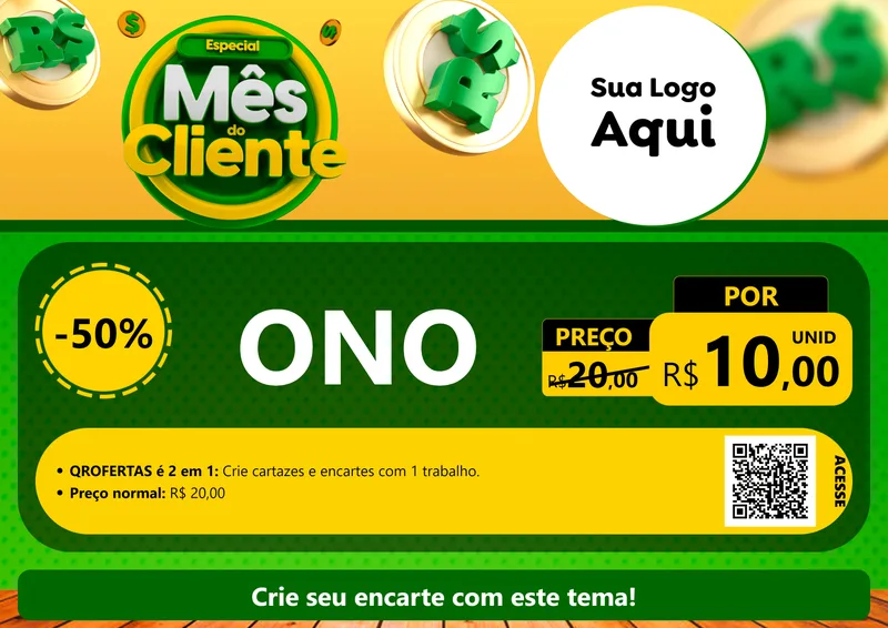 Modelo de Cartaz para Cartaz A4 Horizontal com o tema Especial Mês do Cliente para Óticas