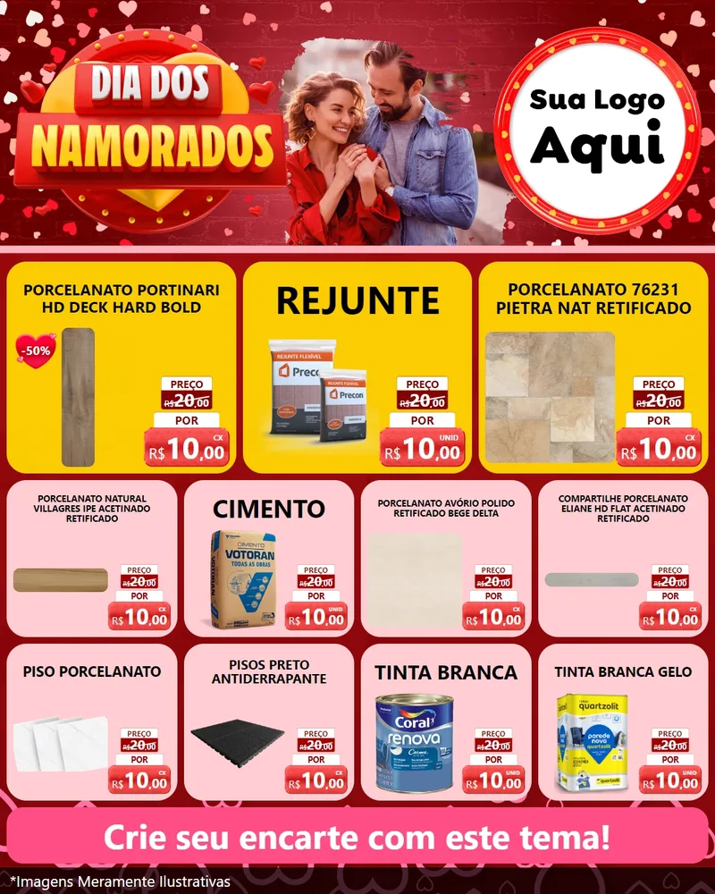 Modelo de Rede Social para Feed Instagram com o tema Dia Dos Namorados para Pisos e revestimentos