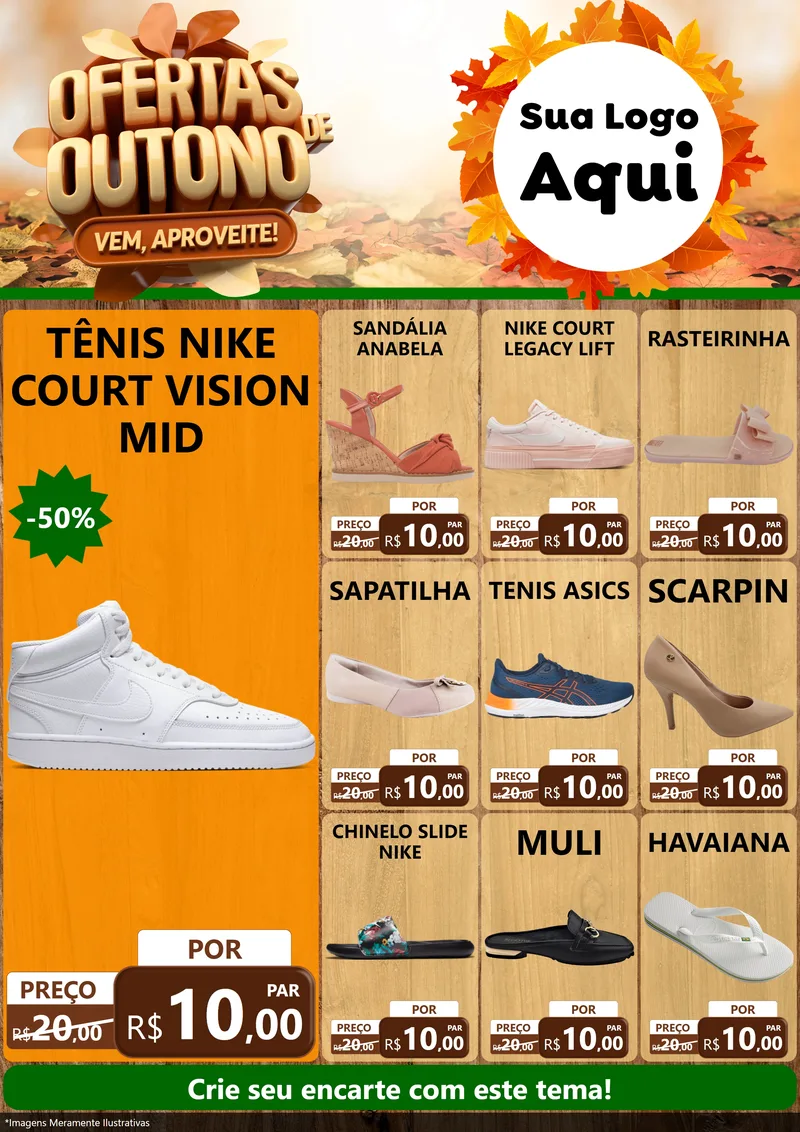 Modelo de Encarte para Encarte A4 Vertical com o tema Ofertas de Outono - Vem, Aproveite! para Calçados