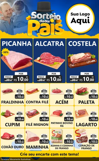 Modelo de Encarte para Encarte Grande com o tema Sorteio Dia Dos Pais para Açougue