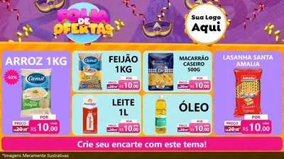Modelo de TV para TV Horizontal com o tema Folia de Ofertas para Supermercado