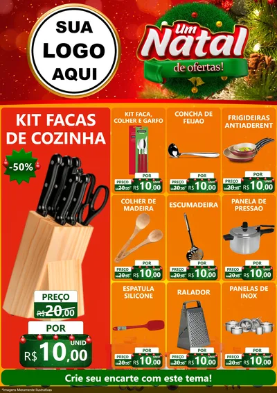 Modelo de Encarte para Encarte A4 Vertical com o tema Um Natal de Ofertas para Utilidades Domésticas