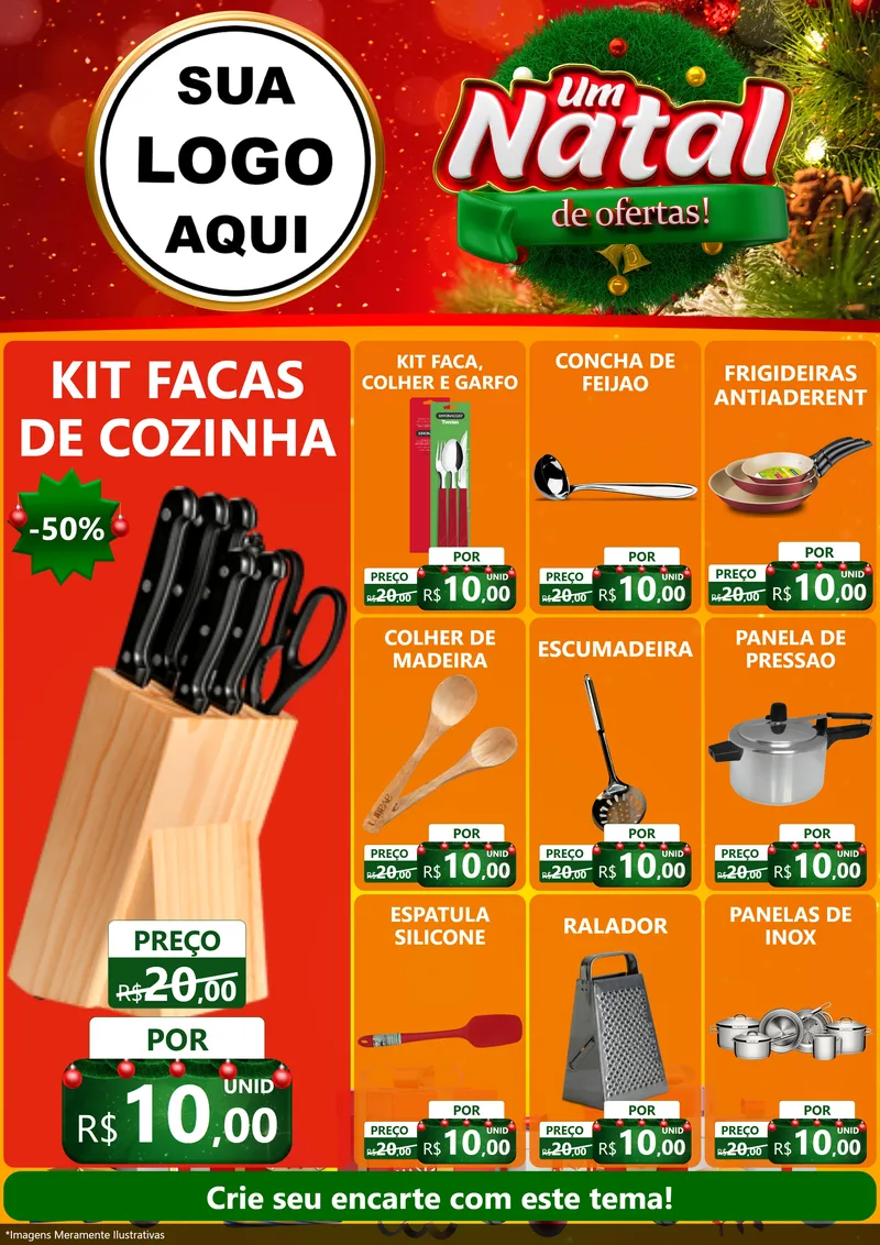 Modelo de Encarte para Encarte A4 Vertical com o tema Um Natal de Ofertas para Utilidades Domésticas