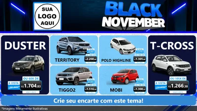 Modelo de TV para TV Horizontal com o tema Black November para Concessionaria de Carros