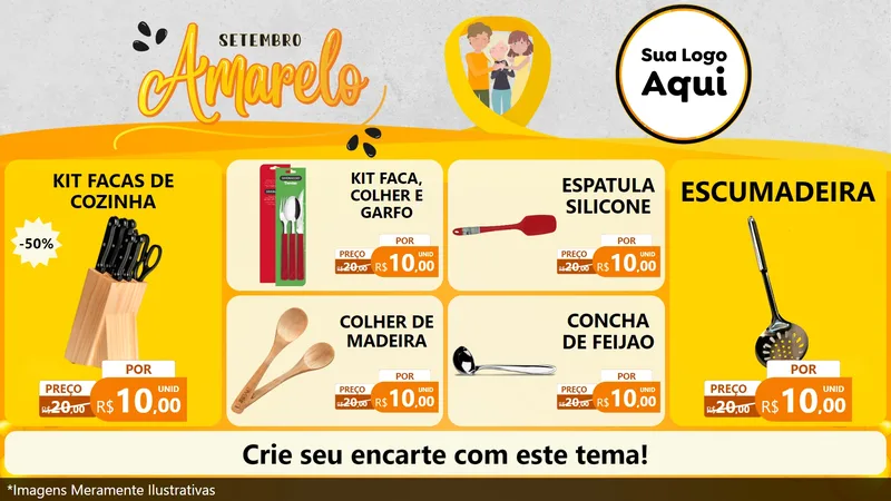 Modelo de TV para TV Horizontal com o tema Setembro Amarelo para Utilidades Domésticas