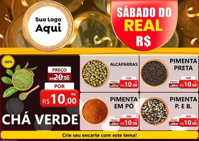 Modelo de Encarte para Encarte A4 Horizontal com o tema Sábado do Real para Produtos Naturais