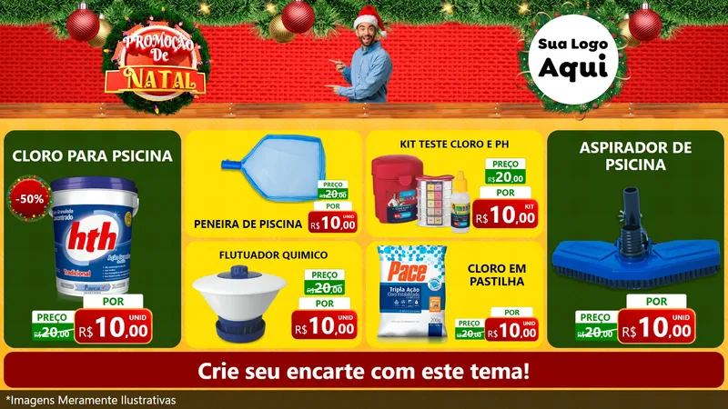 Modelo de TV para TV Horizontal com o tema Promoção de Natal para Produtos para Piscina