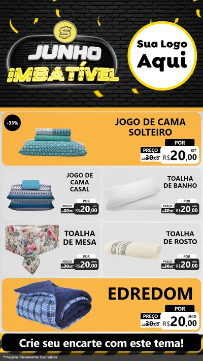 Modelo de TV para TV Vertical com o tema Junho Imbatível para Cama, Mesa e Banho