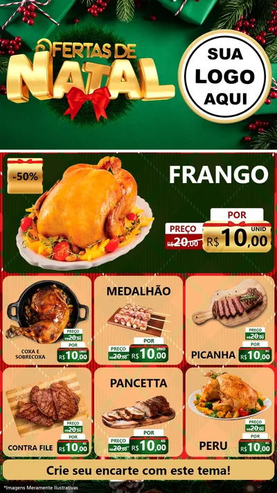 Modelo de Rede Social para Stories com o tema Ofertas de Natal para Assados