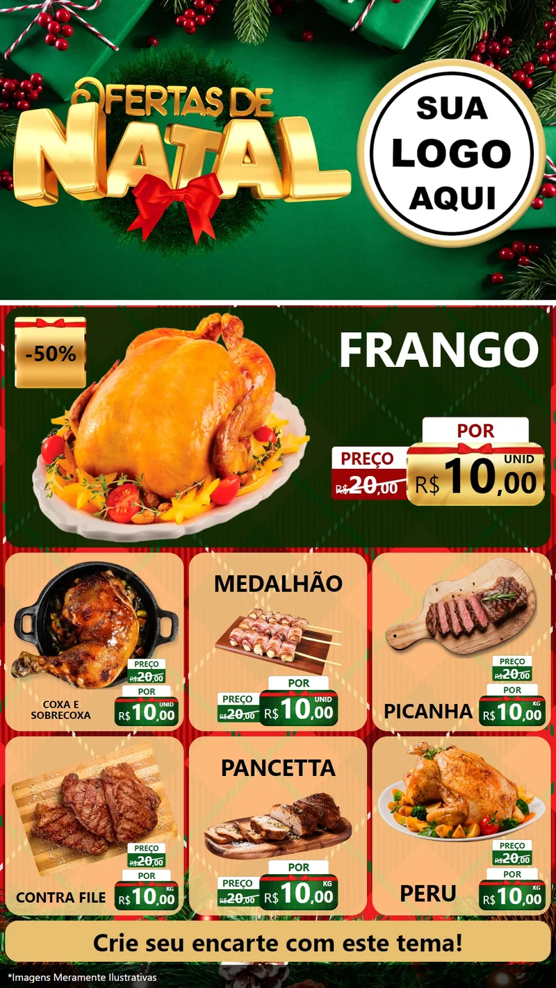 Modelo de Rede Social para Stories com o tema Ofertas de Natal para Assados