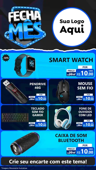 Modelo de TV para TV Vertical com o tema Fecha Mês para Informática