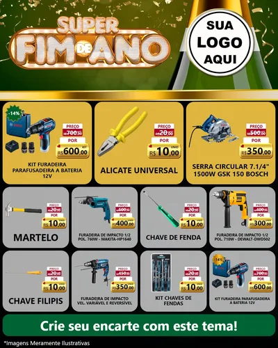 Modelo de Rede Social para Feed Instagram com o tema Super Fim de Ano para Maquinas e Ferramentas
