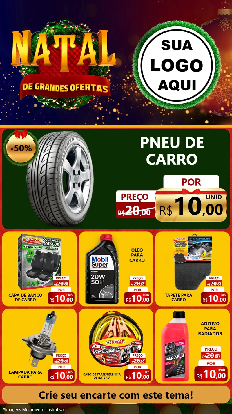 Modelo de Rede Social para Stories com o tema Natal de Grandes Ofertas para Auto peças