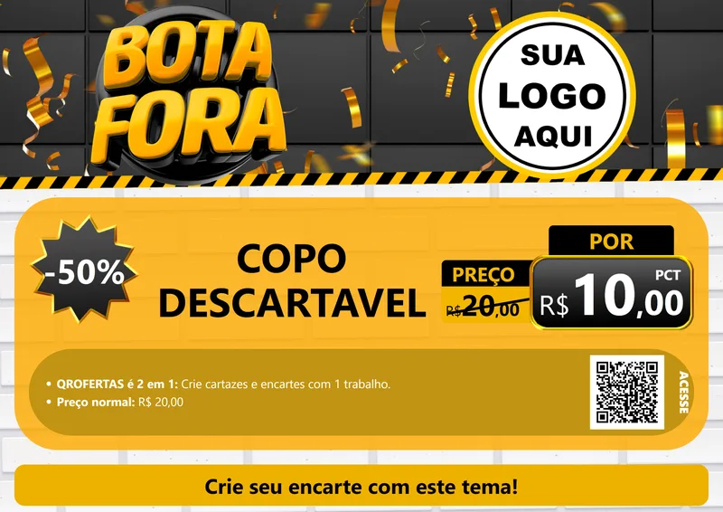 Modelo de Cartaz para Cartaz A4 Horizontal com o tema Bota Fora para Embalagens