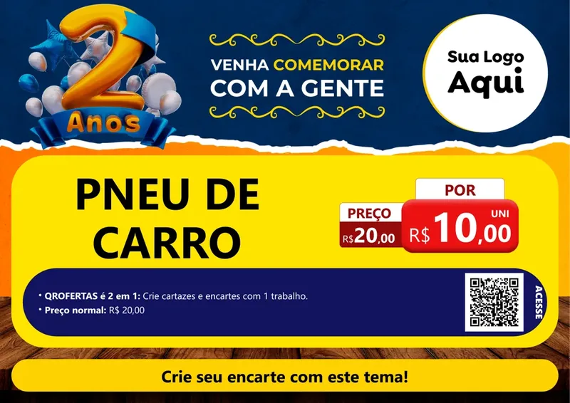 Modelo de Cartaz para Cartaz A4 Horizontal com o tema Aniversário de 2 anos para Auto peças