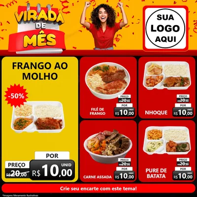 Modelo de Rede Social para Feed Facebook com o tema Virada de Mês para Restaurante