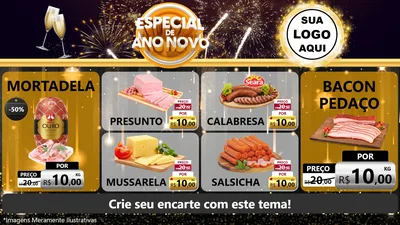 Modelo de TV para TV Horizontal com o tema Especial de Ano Novo para Frios e Laticínios