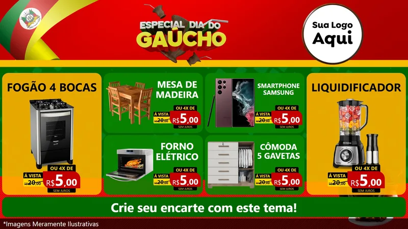 Modelo de TV para TV Horizontal com o tema Especial Dia do Gaúcho para Móveis e Eletro