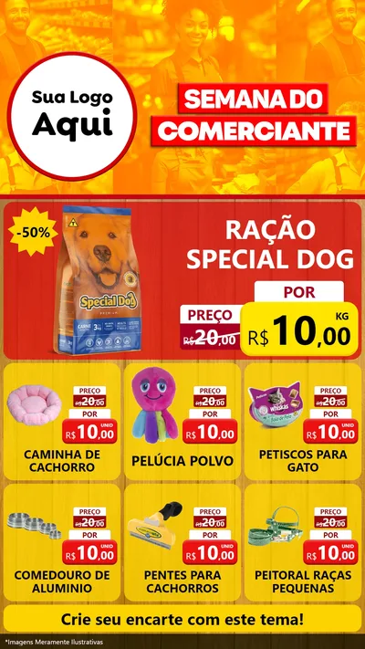Modelo de Rede Social para Stories com o tema Semana do Comerciante para Pet Shop