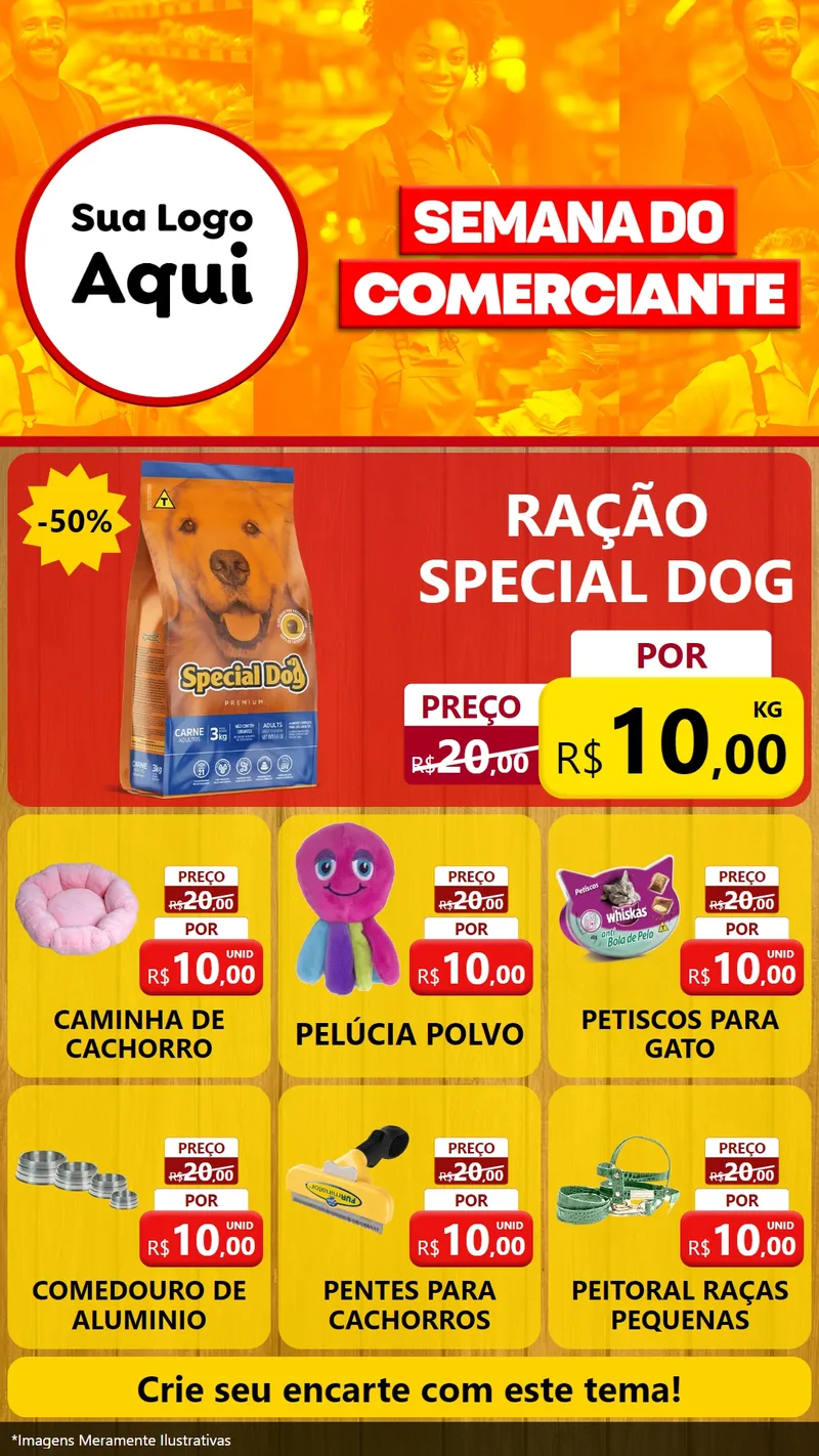 Modelo de Rede Social para Stories com o tema Semana do Comerciante para Pet Shop