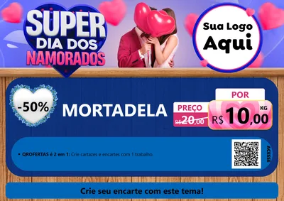 Modelo de Cartaz para Cartaz A4 Horizontal com o tema Super Dia dos Namorados para Frios e Laticínios