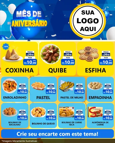 Modelo de Rede Social para Feed Instagram com o tema Mês de Aniversário para Salgadaria