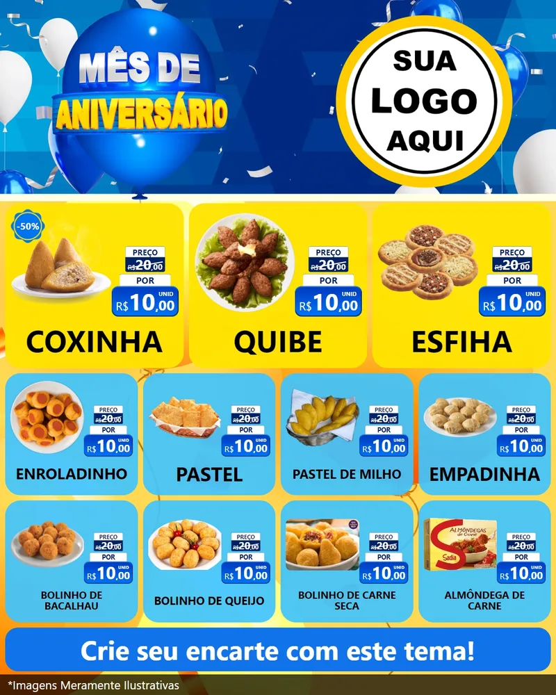 Modelo de Rede Social para Feed Instagram com o tema Mês de Aniversário para Salgadaria