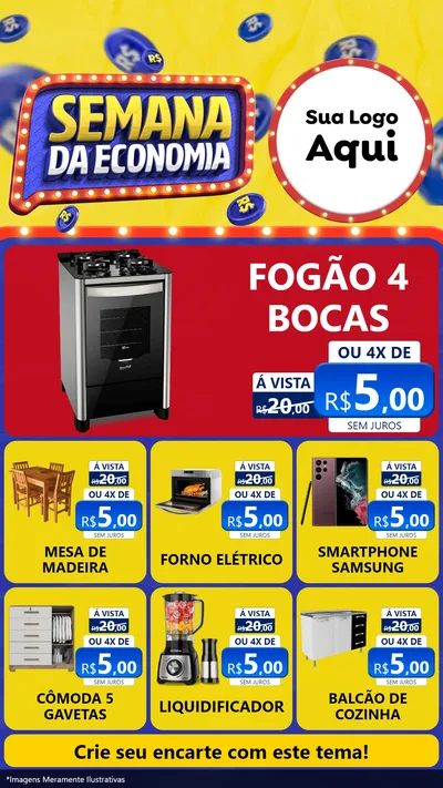 Modelo de Rede Social para Stories com o tema Semana da Economia para Móveis e Eletro
