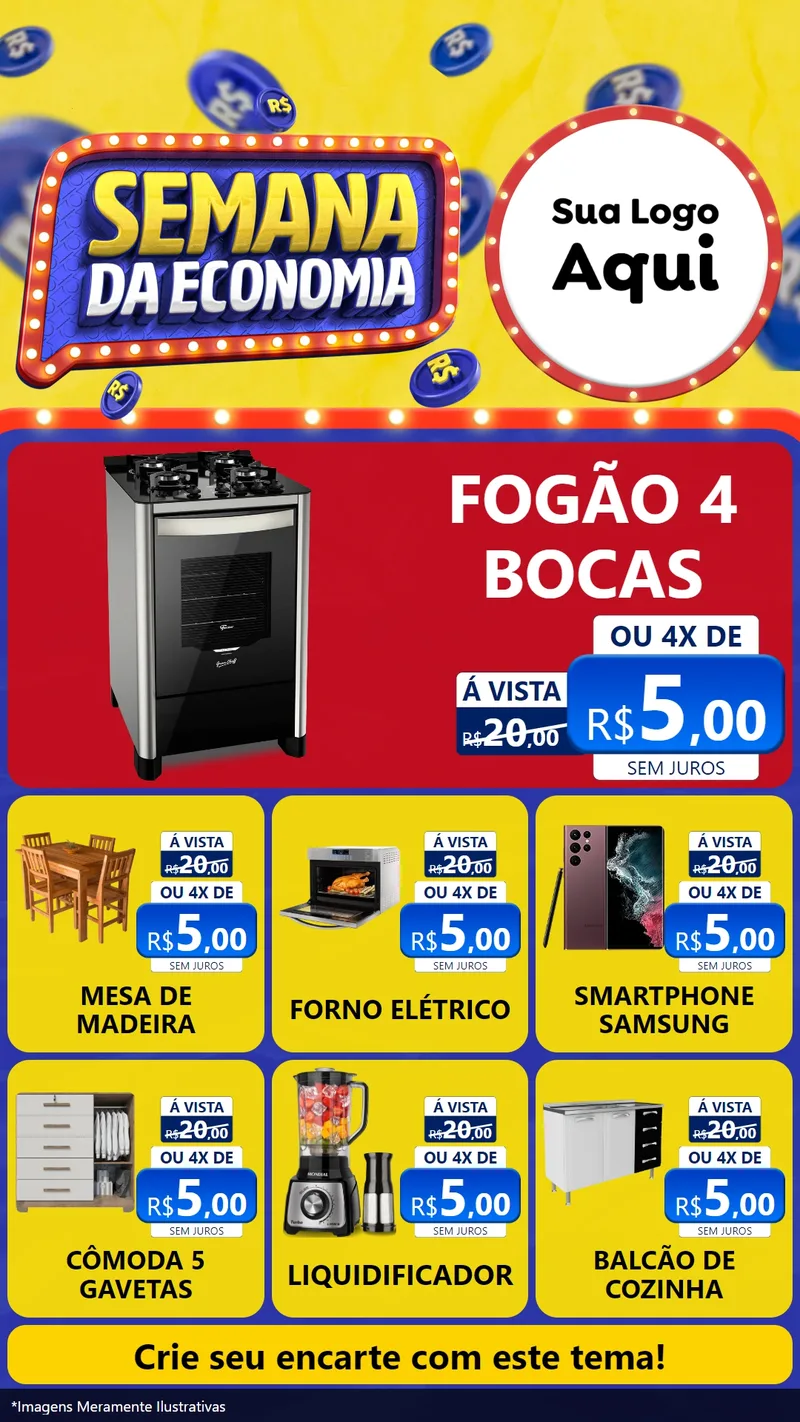 Modelo de Rede Social para Stories com o tema Semana da Economia para Móveis e Eletro