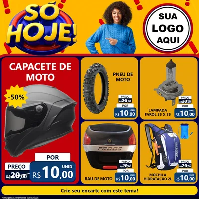 Modelo de Rede Social para Feed Facebook com o tema Só Hoje! para Moto peças