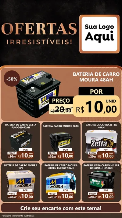 Modelo de Rede Social para Stories com o tema Ofertas Irresistíveis! para Baterias Elétricas