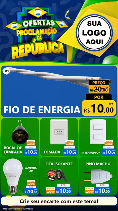 Modelo de Rede Social para Stories com o tema Ofertas Proclamação da República para Materiais Elétricos