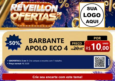 Modelo de Cartaz para Cartaz A4 Horizontal com o tema Réveillon de Ofertas para Armarinho e Aviamentos