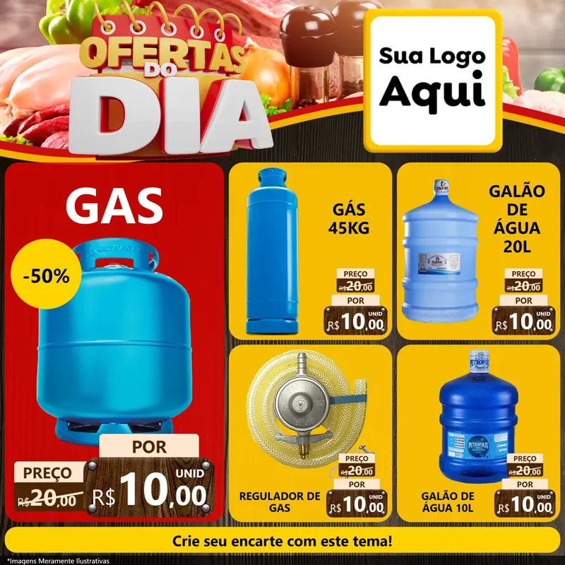 Modelo de Rede Social para Feed Facebook com o tema Ofertas do Dia para Água e gás