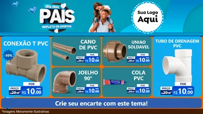 Modelo de TV para TV Horizontal com o tema Dia Dos Pais Repleto de Ofertas para Tubos e conexões