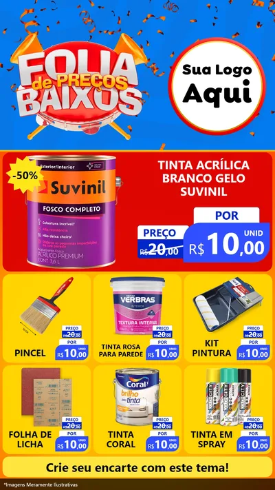 Modelo de Rede Social para Stories com o tema Folia de Preços Baixos para Tintas e Ferramentas
