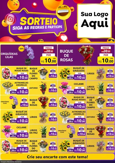 Modelo de Encarte para Encarte A4 Vertical com o tema Sorteio para Floricultura e jardim