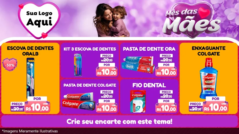 Modelo de TV para TV Horizontal com o tema Mês das Mães para Higiene Pessoal